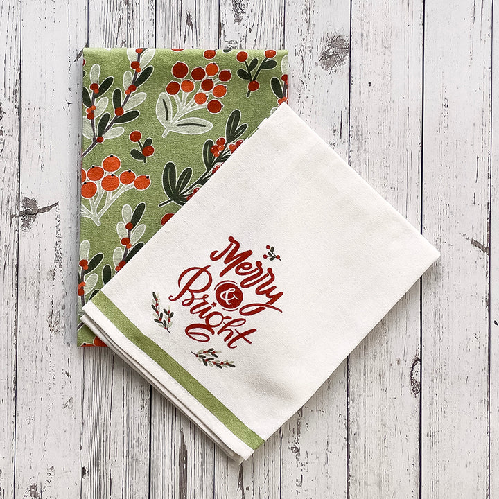 Be Merry Printed Kitchen Towel, Set of 2