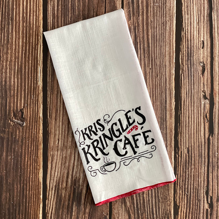 Kris Kringles Cafe Embroidered Kitchen Towel