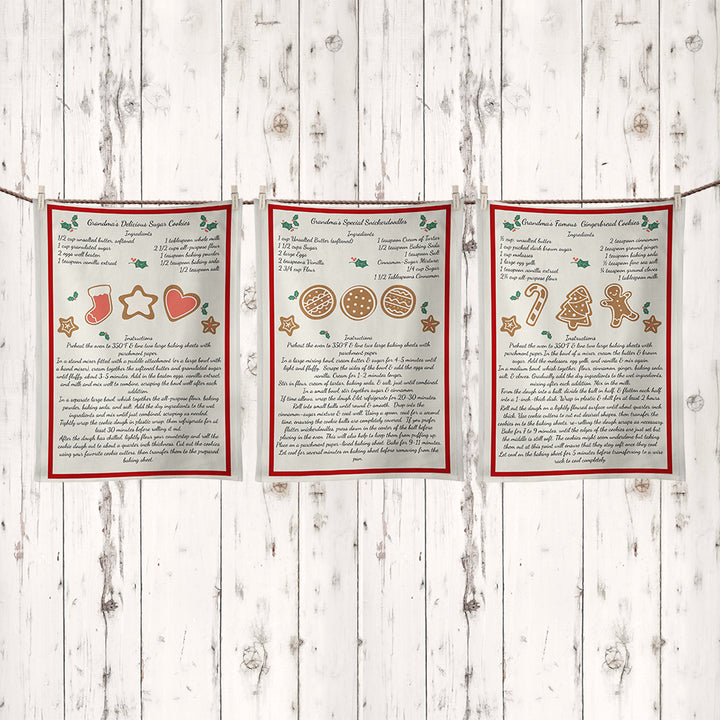 Grandma Holiday Recipe Floursack Kitchen Towel, Set of 3