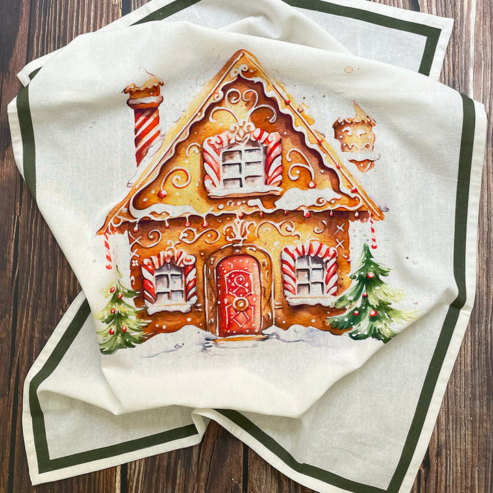 Gingerbread Home Floursack Kitchen Towel, Set of 2