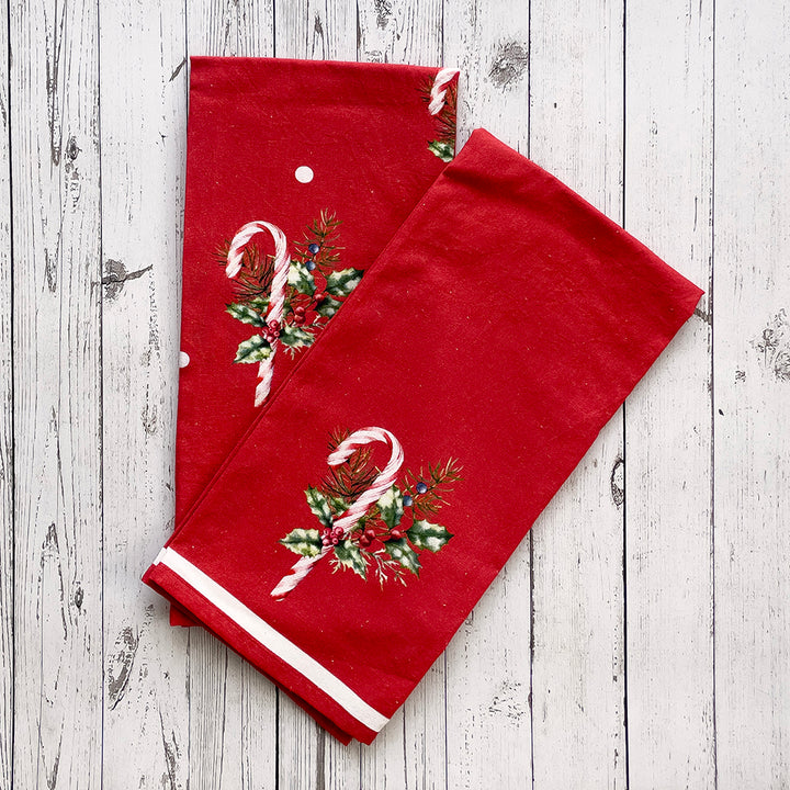 Candy Canes Floursack Kitchen Towel, Set of 2