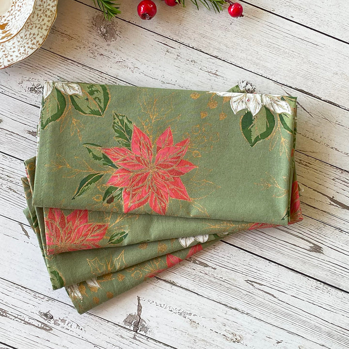 Poinsettia Green Napkin, Set of 4