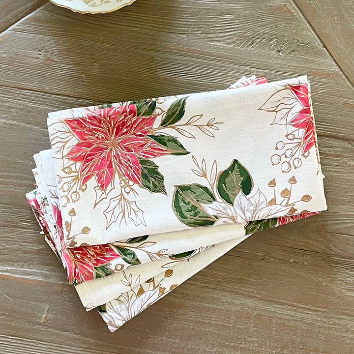 Poinsettia Ivory Napkin, Set of 4