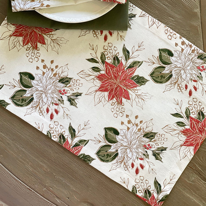 Poinsettia Ivory Placemat, Set of 4