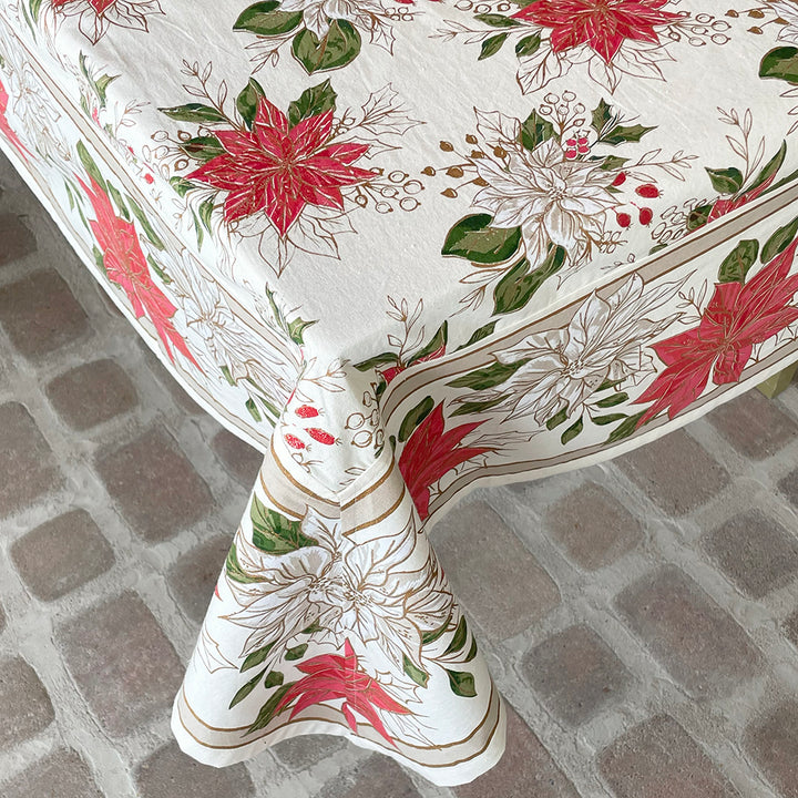 Poinsettia Ivory Tablecloth